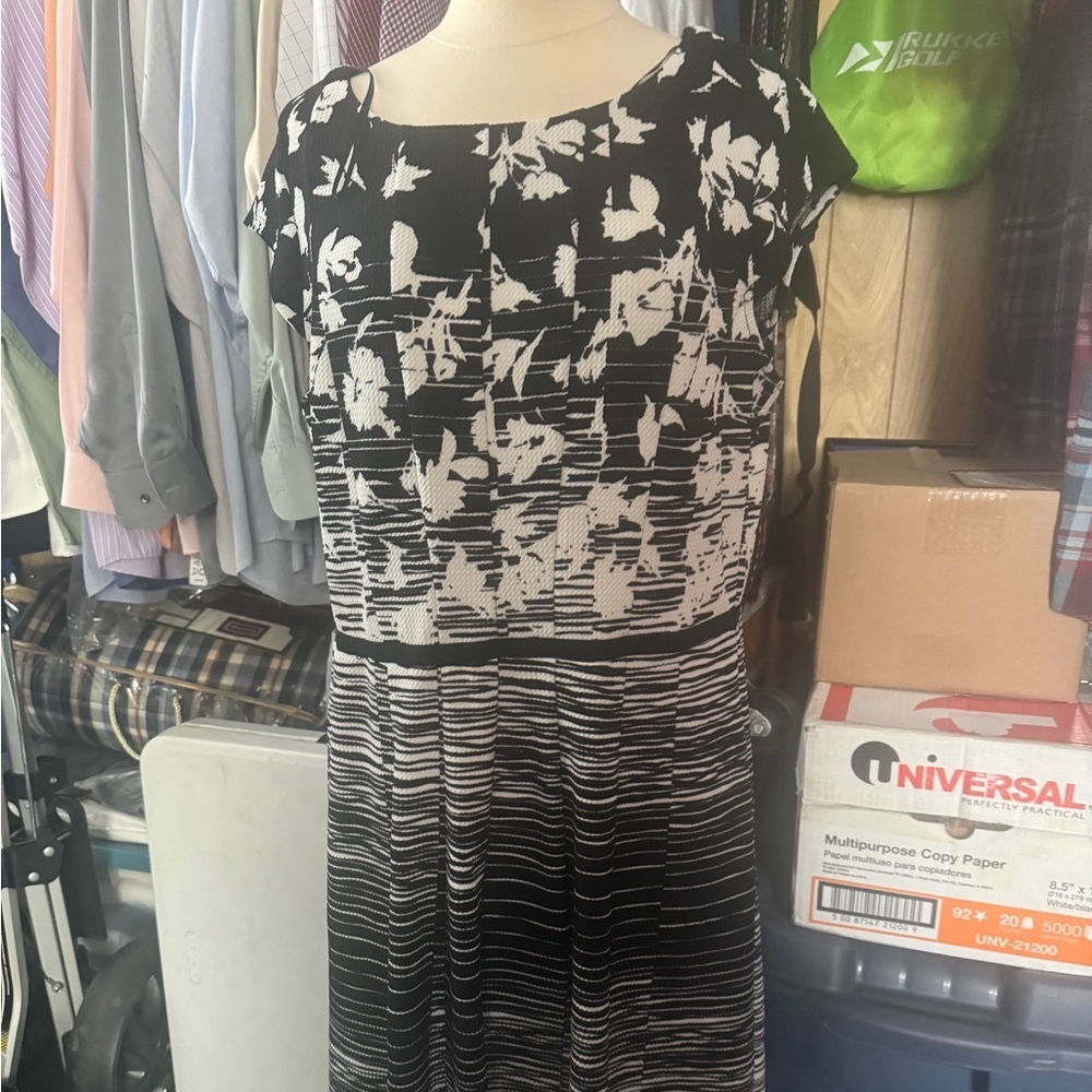 Elle Black and White Midi Dress - Picture 4 of 13